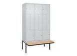 C+P Z-Spind Classic PLUS, Bank, 6 Fächer, 2120x1200x815mm, 7035/7035 Verschluss Zylinderschloss Sitzbanktyp auskragend Material Sitzfläche Buche-Harth (0800437-326|S10024)