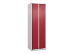 C+P Spind Classic PLUS, 2 Abteile, 1850x600x500mm, 7035/3003 Verschluss Zylinderschloss 4 Garderobenhaken Trennwand mittig ; C + P Möbelsysteme (080000-20F|S10020)