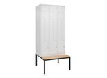 C+P Z-Spind Classic PLUS, Bank, 6 Fächer, 2120x900x815mm, 9016/9016 Verschluss Zylinderschloss Sitzbanktyp untergebaut Material Sitzfläche Buche-Harth (0800537-306|S10029)