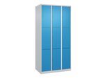 C+P Schließfachschrank Classic PLUS, 3 Abteile, 1850x900x500mm, 7035/5012 Innenhöhe Gefach oben (oberes 599 mm Front RAL 5012 Lichtblau ; C + P Möbels (080000-303|S10004)