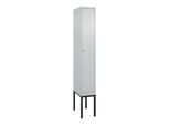 C+P Spind Classic PLUS, Gestell, 1 Abteil, 2120x300x500mm, 7035/7035 Verschluss Zylinderschloss 4 Garderobenhaken Trennwand mittig ; C + P Möbelsystem (0800307-10F|S10024)