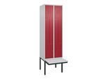 C+P Z-Spind Classic PLUS, Bank, 4 Fächer, 2120x600x815mm, 7035/3003 Verschluss Zylinderschloss Sitzbanktyp auskragend Material Sitzfläche Kunststoff ; (0800437-204|S10046)