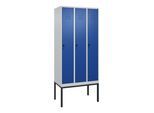 C+P Spind Classic PLUS, Gestell, 3 Abteile, 2120x900x500mm, 7035/5010 Verschluss Sicherheits-Drehriegel 3 Garderobenhaken ; C + P Möbelsysteme (0800307-30|S10003)