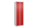 C+P Schließfachschrank Classic PLUS, 2 Abteile, 1850x600x500mm, 7035/3020 Innenhöhe Gefach oben (oberes 453 mm Front RAL 3020 Verkehrsrot ; C + P Möbe (080000-204|S10002)