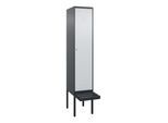 C+P Spind Classic PLUS, Bank, 1 Abteil, 2120x400x815mm, 7016/7035 Verschluss Zylinderschloss 4 Garderobenhaken Trennwand mittig Dekor Banklatten RAL 7 (0800407-12F|S10028)