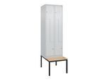 C+P Z-Spind Classic PLUS, Bank, 4 Fächer, 2120x600x815mm, 7035/7035 Verschluss Zylinderschloss Sitzbanktyp untergebaut Material Sitzfläche Buche-Harth (0800537-204|S10024)