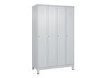 C+P Spind Classic PLUS, Füße, 4 Abteile, 1950x1200x500mm, 7035/7035 Verschluss Zylinderschloss 3 Garderobenhaken ; C + P Möbelsysteme (080010-40|S10024)