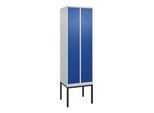 C+P Spind Classic PLUS, Gestell, 2 Abteile, 2120x600x500mm, 7035/5010 Verschluss Zylinderschloss 3 Garderobenhaken ; C + P Möbelsysteme (0800307-20|S10018)