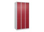 C+P Schließfachschrank Classic PLUS, 3 Abteile, 1850x900x500mm, 7035/3003 Innenhöhe Gefach oben (oberes 365 mm Front RAL 3003 Rubinrot ; C + P Möbelsy (080000-305|S10001)