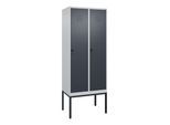 C+P Spind Classic PLUS, Gestell, 2 Abteile, 2120x800x500mm, 7035/7016 Verschluss Sicherheits-Drehriegel 4 Garderobenhaken Trennwand mittig ; C + P Möb (0800307-22F|S10008)