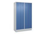 C+P Schwarz-Weiß-Spind Classic PLUS, Sockel, 4 Abteile, 1950x1200x500mm, 7035/50 Front RAL 5023 Fernblau Verschluss Zylinderschloss ; C + P Möbelsyste (080022-40|S10020)