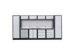 Kraftwerk 6-Element-Schrankwand mit Vierkantlochwand Länge 3920 mm INOX-Arbeitsplatte (3964FIX)