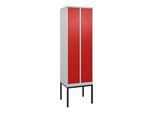 C+P Spind Classic PLUS, Gestell, 2 Abteile, 2120x600x500mm, 7035/3020 Verschluss Zylinderschloss 4 Garderobenhaken Trennwand mittig ; C + P Möbelsyste (0800307-20F|S10017)