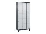 C+P Schließfachschrank Classic PLUS, Füße, 3 Abteile, 1950x900x500mm, 7016/7035 Innenhöhe Gefach oben (oberes 365 mm Front RAL 7035 Lichtgrau ; C + P (080010-305|S10016)