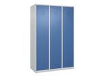 C+P Spind Classic PLUS, 3 Abteile, 1850x1200x500mm, 7035/5023 Verschluss Zylinderschloss 4 Garderobenhaken Trennwand mittig ; C + P Möbelsysteme (080000-32F|S10018)