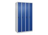 C+P Spind Classic PLUS, 4 Abteile, 1850x1000x500mm, 7035/5010 Verschluss Sicherheits-Drehriegel 3 Garderobenhaken ; C + P Möbelsysteme (080000-49|S10003)