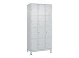 C+P Schließfachschrank Classic PLUS, Füße, 3 Abteile, 1950x900x500mm, 7035/7035 Innenhöhe Gefach oben (oberes 453 mm Front RAL 7035 Lichtgrau ; C + P (080010-304|S10009)