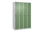 C+P Spind Classic PLUS, 4 Abteile, 1850x1200x500mm, 7035/6011 Verschluss Sicherheits-Drehriegel 4 Garderobenhaken Trennwand mittig ; C + P Möbelsystem (080000-40F|S10011)
