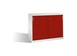 C+P Akten-Sideboard Acurado mit Schiebetüren, 2 x 3 Ordnerhöhen, H1200xB1600xT500mm Front Rubinrot Korpus Lichtgrau ; C + P Möbelsysteme (2157-1200|S10050)