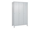 C+P Spind Classic PLUS, Füße, 3 Abteile, 1950x1200x500mm, 7035/7035 Verschluss Zylinderschloss 4 Garderobenhaken ; C + P Möbelsysteme (080010-32|S10024)