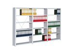 Regalwerk Standard Büroregal, Anbaufeld lichtgrau RAL 7035, mit Vollblechwänden, 7 Stahlfachböden, Fachlast 150 kg, BxT xH 875x300x2325 mm (B3-56609-30)