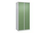 C+P Schließfachschrank Classic PLUS, 2 Abteile, 1850x800x500mm, 7035/6011 Innenhöhe Gefach oben (oberes 365 mm Front RAL 6011 Resedagrün ; C + P Möbel (080000-225|S10006)