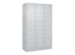 C+P Schließfachschrank Classic PLUS, Sockel, 3 Abteile, 1950x1200x500mm, 7035/70 Innenhöhe Gefach oben (oberes 365 mm Front RAL 7035 Lichtgrau ; C + P (080020-325|S10009)