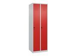 C+P Spind Classic PLUS, 2 Abteile, 1850x600x500mm, 7035/3020 Verschluss Sicherheits-Drehriegel 4 Garderobenhaken Trennwand mittig ; C + P Möbelsysteme (080000-20F|S10008)
