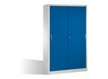 C+P Werkzeugschrank mit Schiebetüren, innen 4 Böden, H1950xB1200xT500mm Front Enzianblau Korpus Lichtgrau ; C + P Möbelsysteme (2059-00|S10097)