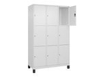 C+P Schließfachschrank Classic PLUS, Füße, 3 Abteile, 1950x1200x500mm, 9016/9016 Innenhöhe Gefach oben (oberes 599 mm Front RAL 9016 Verkehrsweiß ; C (080010-323|S10017)