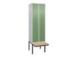 C+P Z-Spind Classic PLUS, Bank, 4 Fächer, 2120x600x815mm, 7035/6011 Verschluss Zylinderschloss Sitzbanktyp auskragend Material Sitzfläche Buche-Hartho (0800437-204|S10021)