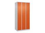 C+P Spind Classic PLUS, 3 Abteile, 1850x900x500mm, 7035/2004 Verschluss Zylinderschloss 4 Garderobenhaken Trennwand mittig ; C + P Möbelsysteme (080000-30F|S10031)