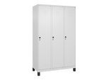 C+P Spind Classic PLUS, Füße, 3 Abteile, 1950x1200x500mm, 9016/9016 Verschluss Sicherheits-Drehriegel 4 Garderobenhaken ; C + P Möbelsysteme (080010-32|S10014)