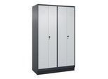 C+P Schwarz-Weiß-Spind Classic PLUS, Sockel, 4 Abteile, 1950x1200x500mm, 7016/70 Front RAL 7035 Lichtgrau Verschluss Sicherheits-Drehriegel ; C + P Mö (080022-40|S10013)