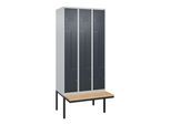 C+P Z-Spind Classic PLUS, Bank, 6 Fächer, 2120x900x815mm, 7035/7016 Verschluss Zylinderschloss Sitzbanktyp auskragend Material Sitzfläche Buche-Hartho (0800437-306|S10023)