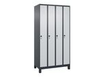 C+P Spind Classic PLUS, Füße, 4 Abteile, 1950x1000x500mm, 7016/7035 Verschluss Sicherheits-Drehriegel 3 Garderobenhaken ; C + P Möbelsysteme (080010-49|S10013)