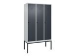 C+P Spind Classic PLUS, Gestell, 3 Abteile, 2120x1200x500mm, 7035/7016 Verschluss Sicherheits-Drehriegel 4 Garderobenhaken ; C + P Möbelsysteme (0800307-32|S10008)