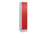 C+P Schließfachschrank Classic PLUS, Sockel, 1 Abteil, 1950x400x500mm, 7035/3020 Innenhöhe Gefach oben (oberes 599 mm Front RAL 3020 Verkehrsrot ; C + (080020-123|S10002)