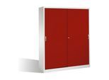 C+P Aktenschrank Acurado mit Schiebetüren, 2 x 5 Ordnerhöhen, H1950xB1600xT500mm Front Rubinrot Korpus Lichtgrau ; C + P Möbelsysteme (2150-00|S10101)
