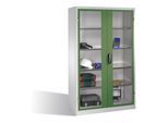 C+P Werkzeugschrank mit Sichtfenster-Drehtüren, innen 4 Böden, H1950xB1200xT500mm Front Resedagrün Korpus Lichtgrau ; C + P Möbelsysteme (8931-055|S10190)