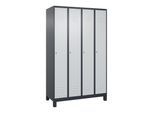 C+P Spind Classic PLUS, Füße, 4 Abteile, 1950x1200x500mm, 7016/7035 Verschluss Zylinderschloss 3 Garderobenhaken ; C + P Möbelsysteme (080010-40|S10034)