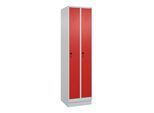 C+P Spind Classic PLUS, Sockel, 2 Abteile, 1950x500x500mm, 7035/3020 Verschluss Sicherheits-Drehriegel 3 Garderobenhaken ; C + P Möbelsysteme (080020-29|S10002)
