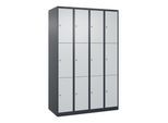C+P Schließfachschrank Classic PLUS, 4 Abteile, 1850x1200x500mm, 7016/7035 Innenhöhe Gefach oben (oberes 599 mm Front RAL 7035 Lichtgrau ; C + P Möbel (080000-403|S10011)