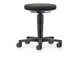 bimos Allround Hocker mit Rollen, Stoff schwarz, Sitzhöhe 450-650 mm, Farbring blau (9463-6801-3277)