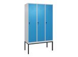 C+P Spind Classic PLUS, Gestell, 3 Abteile, 2120x1200x500mm, 7035/5012 Verschluss Sicherheits-Drehriegel 4 Garderobenhaken Trennwand mittig ; C + P Mö (0800307-32F|S10004)