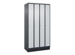 C+P Spind Classic PLUS, Sockel, 4 Abteile, 1950x1000x500mm, 7016/7035 Verschluss Zylinderschloss 3 Garderobenhaken ; C + P Möbelsysteme (080020-49|S10028)