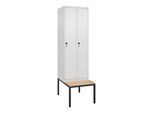 C+P Spind Classic PLUS, Bank, 2 Abteile, 2120x600x815mm, 9016/9016 Verschluss Sicherheits-Drehriegel 3 Garderobenhaken Sitzbanktyp untergebaut ; C + (0800507-20|S10014)