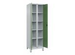 C+P Wäsche-Spind Classic PLUS, Füße, 2 Abteile, 1950x600x500mm, 7035/6011 Verschluss Sicherheits-Drehriegel Trennwand mittig ; C + P Möbelsysteme (080012-20B|S10006)