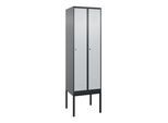 C+P Spind Classic PLUS, Gestell, 2 Abteile, 2120x600x500mm, 7016/7035 Verschluss Zylinderschloss 4 Garderobenhaken Trennwand mittig ; C + P Möbelsyste (0800307-20F|S10028)