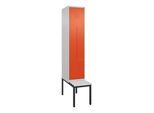 C+P Z-Spind Classic PLUS, Bank, 2 Fächer, 2120x400x815mm, 7035/2004 Verschluss Zylinderschloss Sitzbanktyp untergebaut Material Sitzfläche Kunststoff (0800537-122|S10063)